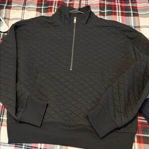 DSG womens Black Quilted Zip-Up Sweater